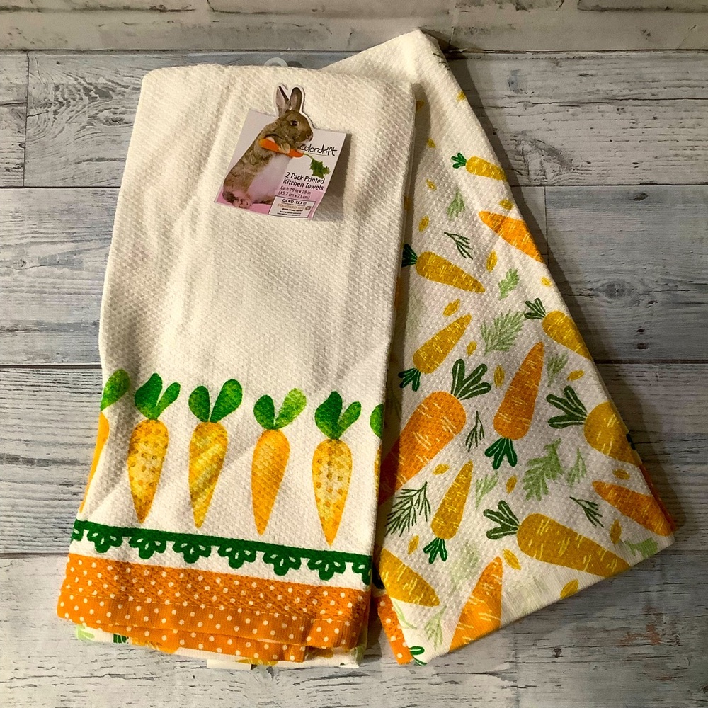 Colordrift 2PK Carrot Easter Kitchen Towel Set